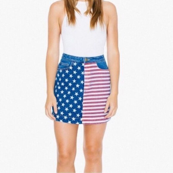 American Apparel American Flag Denim High Waist Mini Skirt - Picture 8 of 8